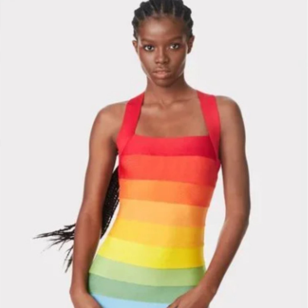 RAINBOW MINI DRESS BANDAGE HERVE LEGER PARIS M